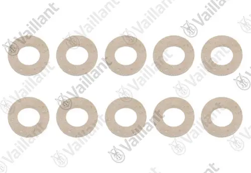 Zehn rechteckige Dichtungsringe in hellem Material, geeignet für Anwendungen von Vaillant. Auf dem Bild sind alle Ringe in einer Reihe angeordnet.